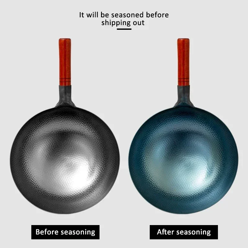 Cast Iron Tetsubin - Traditional Handmade Iron Wok Real Hammer