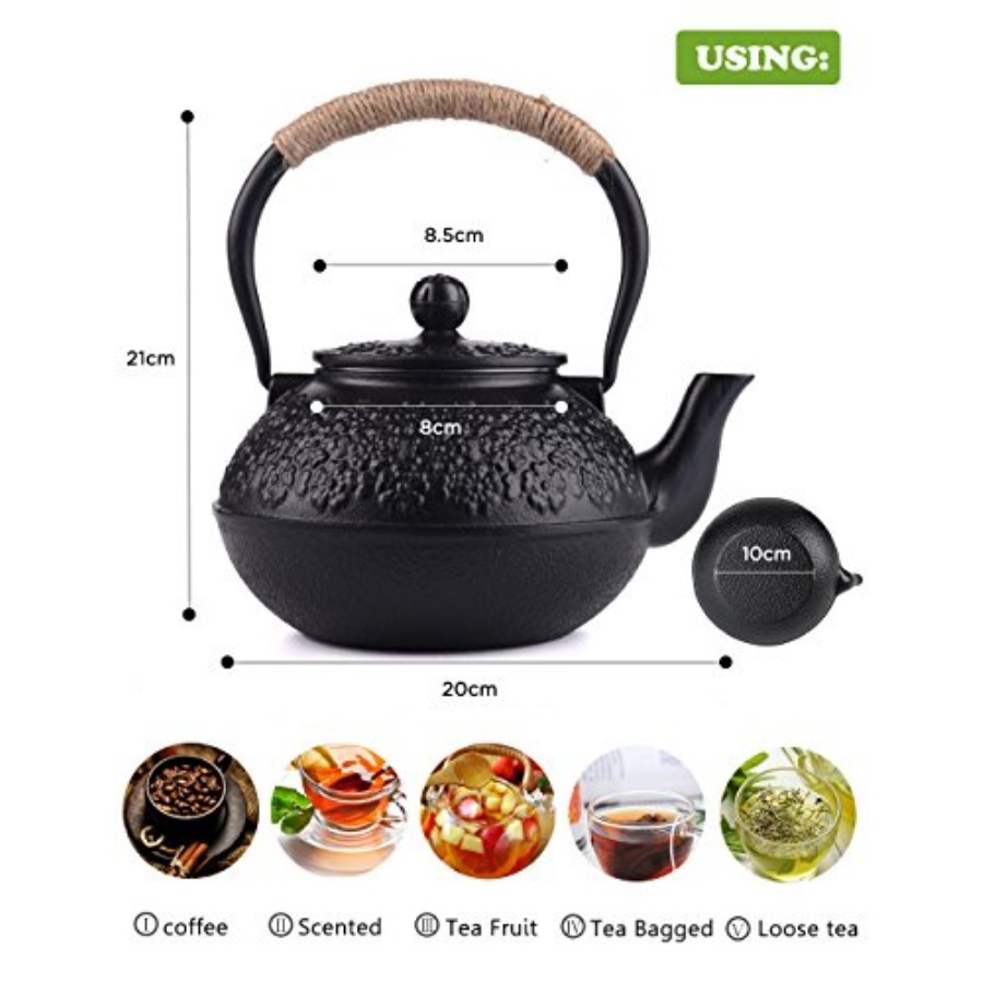 Cast Iron Teapot 40oz/ Japanes - Cast Iron Tetsubin ulasan dan harga