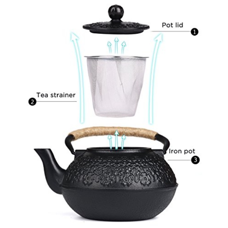 Cast Iron Teapot 40oz/ Japanes - Cast Iron Tetsubin ulasan dan harga